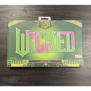 NIB Wicked Neon Wall Art Movie Logo Pink& Green LED Light Battery Operated 9x5”